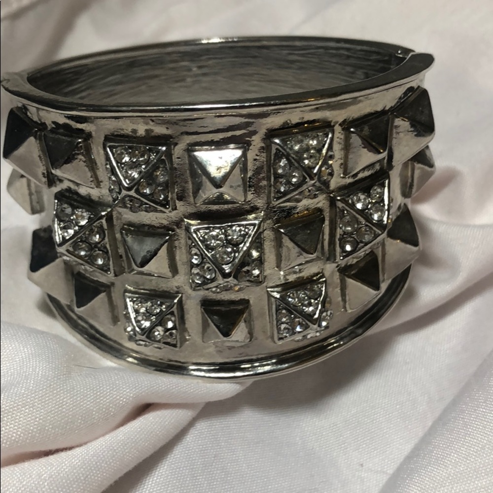 Silver rhinestone cuff bracelet